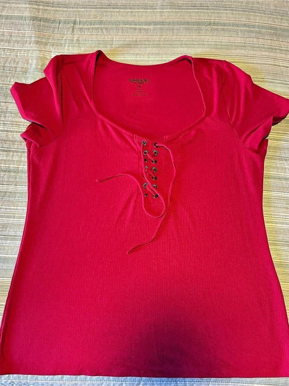 Torrid Super Soft by Thread & Supply Lace-Up Short Sleeve Top in Pink Size 3